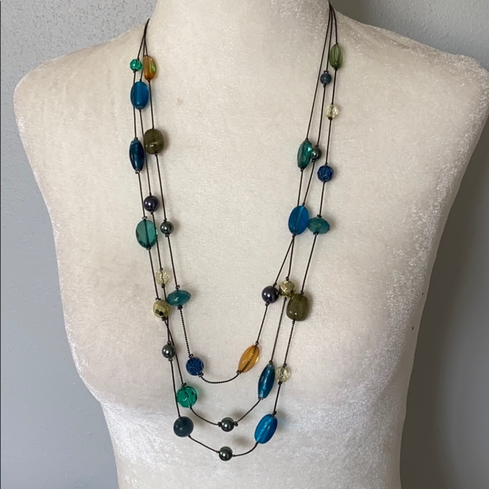 Triple strand Lia Sophia beach glass necklace